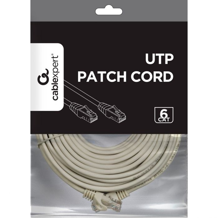 Патч-корд UTP Cablexpert (PP6U-CU-15M) Cat.6, литий, 50u" штекер із засувкою, 15 м, сірий