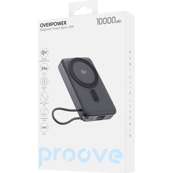 Універсальна мобільна батарея Proove OverPower 35W 10000mAh Qi2 Gray (PBOP35012105)