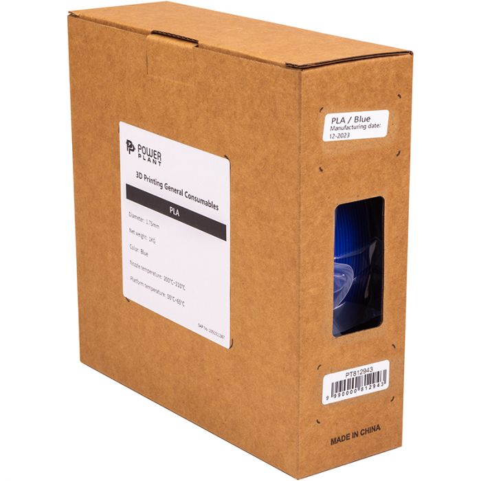 PLA-пластик PowerPlant Filament для 3D-принтера 1.75 мм 1 кг, синій (PT812943)