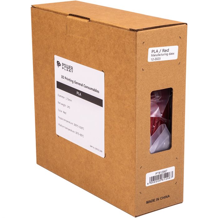 PLA-пластик PowerPlant Filament для 3D-принтера 1.75 мм 1 кг, червоний (PT812967)