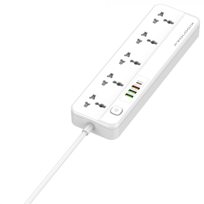 Фільтр живлення ProLogix Premium (PR-SC5415W) 5 розеток, 4 USB (1 PD +1 QC3.0 +2 AUTO ID), 2 м, білий