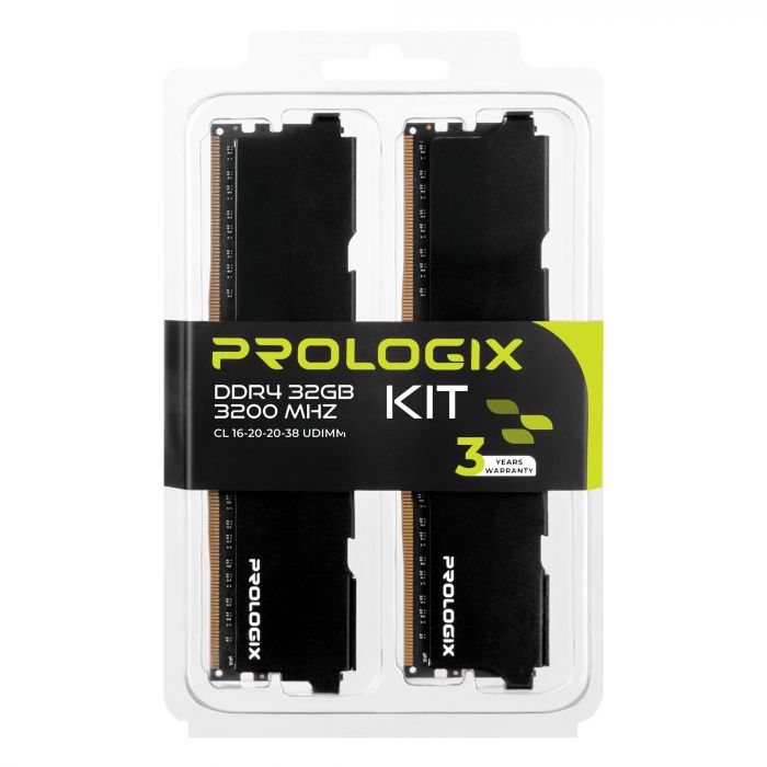 Модуль пам`ятi DDR4 2x16GB/3200 Prologix Black (PRO32GB3200B4K)