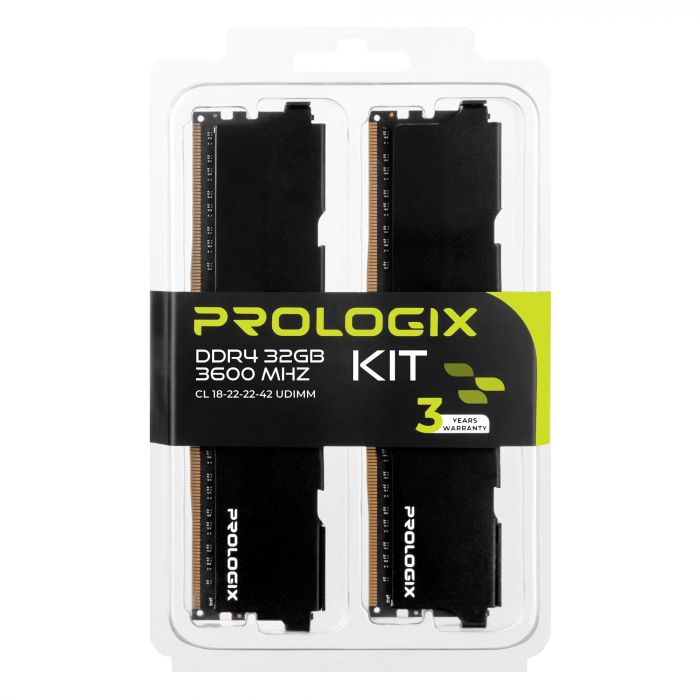 Модуль пам`ятi DDR4 2x16GB/3600 Prologix Black (PRO32GB3600B4K)