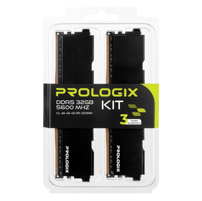 Модуль пам`ятi DDR5 2x16GB/5600 Prologix Black (PRO32GB5600B5K)