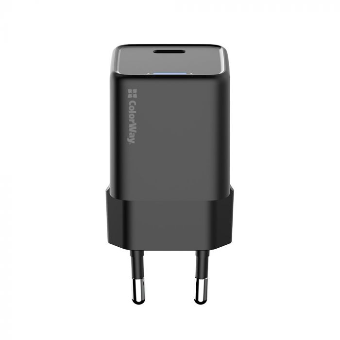 Мережевий зарядний пристрій ColorWay GaN Mini 25W PD Port PPS USB-C Black (CW-CHS052PD-BK)