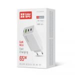 Мережевий зарядний пристрій ColorWay GaN Mini 65W PD Port PPS USB (USB-2C1A) White (CW-CHS058PD-WT)