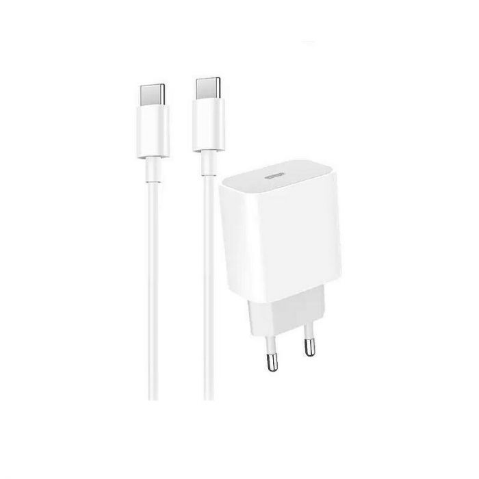 Мережевий зарядний пристрій Denmen DC06 (1USB 3.6A) PD20W+QC3.0 White (DM-DC06T-WH) + кабель USB Type-C