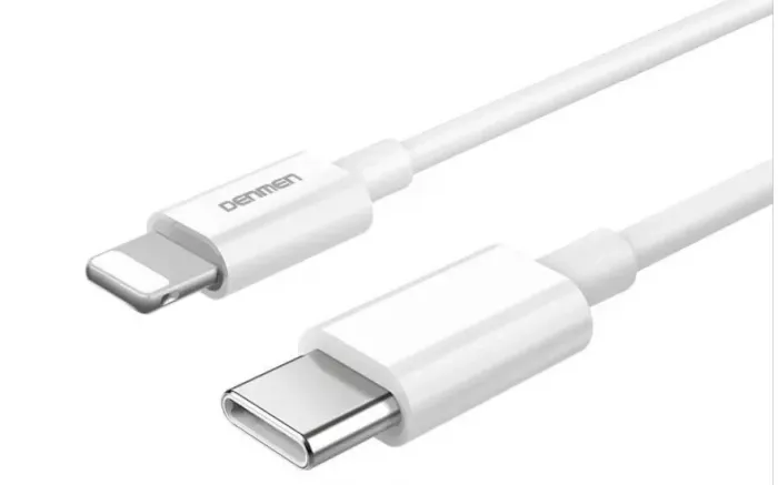 Мережевий зарядний пристрій Denmen DC06 (1USB 3.6A) PD20W+QC3.0 White (DM-DC06L-WH) + кабель Lightning