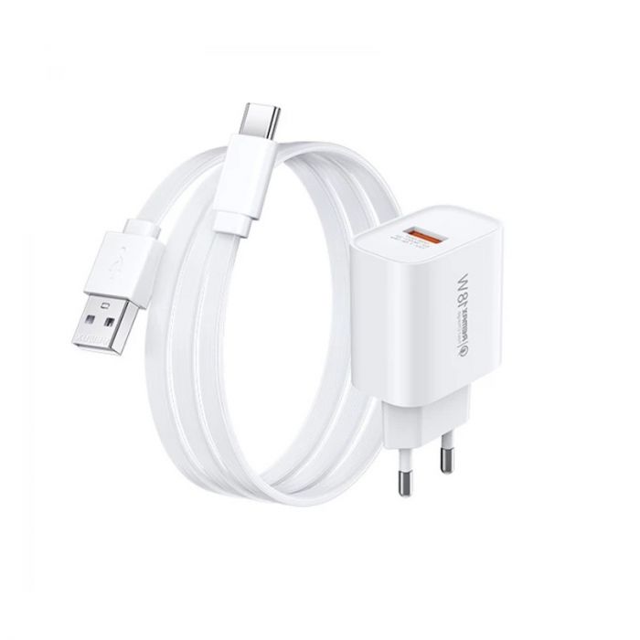 Мережевий зарядний пристрій Remax Kiddy Series 18W (1USB 2.1 А) White (RP-U119) + кабель USB Type-C