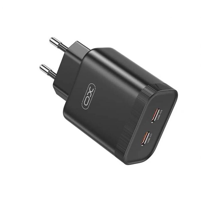 Мережевий зарядний пристрій XO L105 (2USB-С, 3А) PD Black (L105-CC.black)