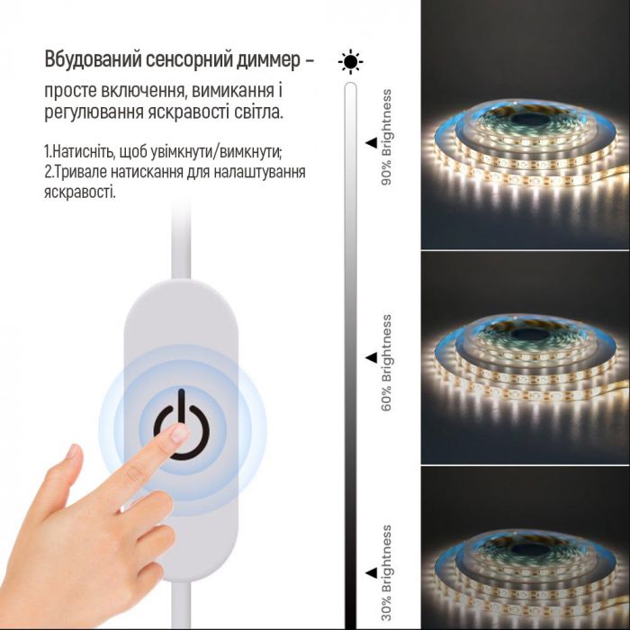 Світлодіодна стрічка ColorWay з живленням від USB холодний білий 3 м (CW-LD03)