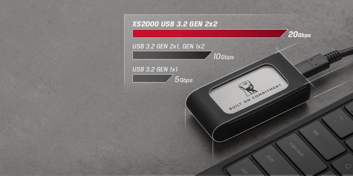 Накопичувач зовнішній SSD Portable USB 2.0ТB Kingston XS2000 BoC Silver (SXS2000/2000GA)