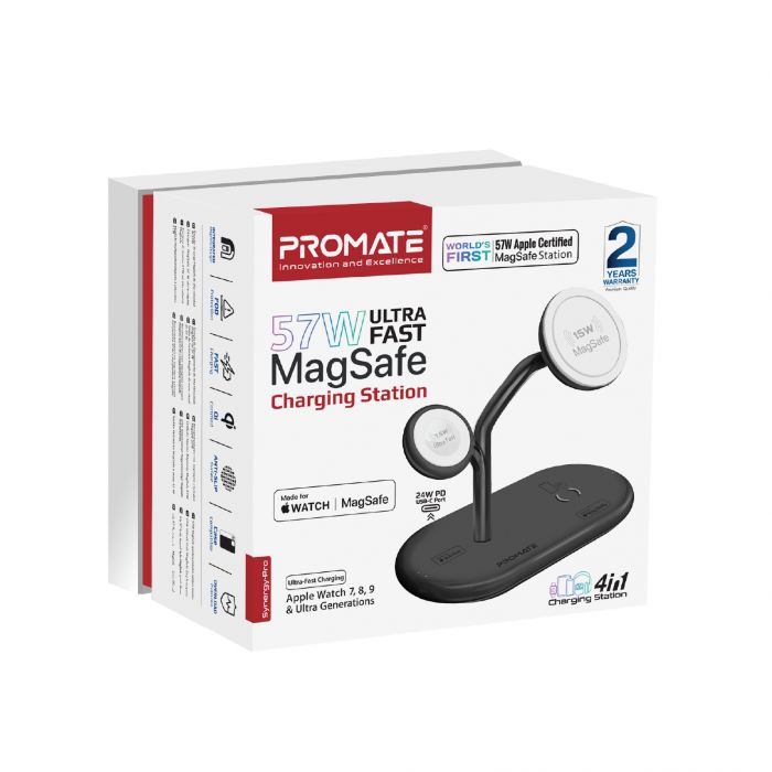 Бездротовий зарядний пристрій Promate Synergy-Pro MagSafe 57W Black