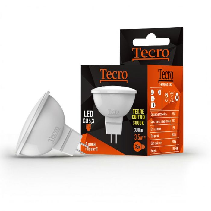 Лампа світлодіодна Tecro 3.5W GU5.3 3000K (T-MR16-3,5W-3K-GU5,3)