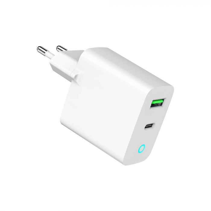 Мережевий зарядний пристрій Gembird (1USBх3A 18W + 1USB-Cх3A 20W) White (TA-UC-PDQC20L-W-01)