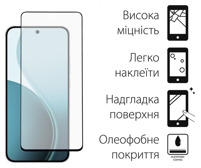 Захисне скло Dengos для Oppo Reno14 Black Full Glue (TGFG-418)