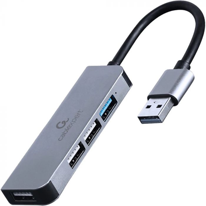Концентратор USB Cablexpert 1xUSB3.1, 3хUSB2.0, метал, Grey (UHB-U3P1U2P3-01)