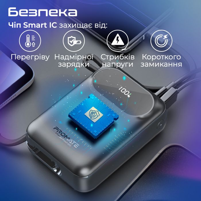 Універсальна мобільна батарея Promate PowerPod-20 20000mAh 35W Black