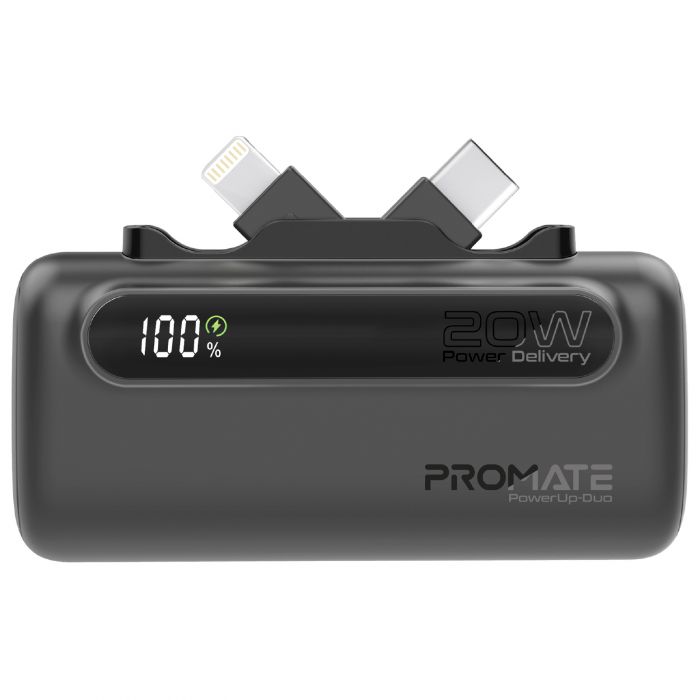 Універсальна мобільна батарея Promate PowerUp-Duo 5000mAh 20W Black
