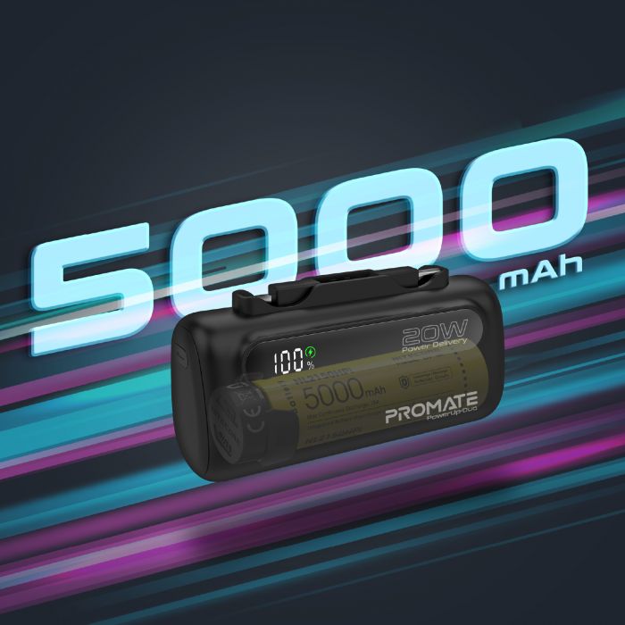 Універсальна мобільна батарея Promate PowerUp-Duo 5000mAh 20W Black