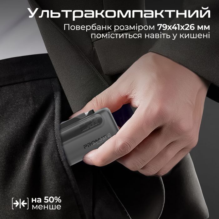 Універсальна мобільна батарея Promate PowerUp-Duo 5000mAh 20W Black