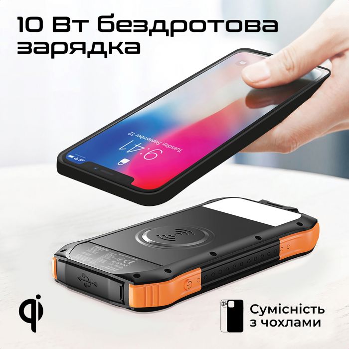 Універсальна мобільна батарея Promate SolarTank-10PDQi 10000mAh 20W Black