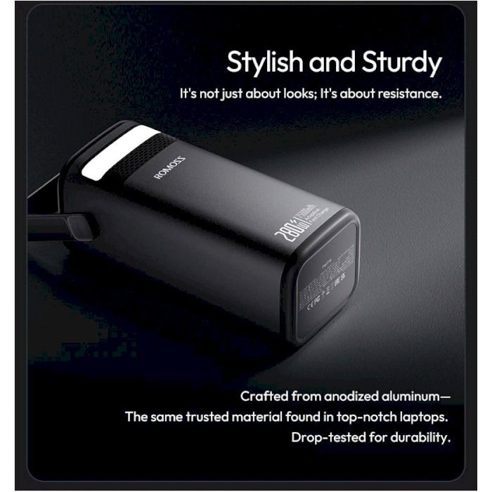 Універсальна мобільна батарея Romoss PMT75 75000mAh Black (PMT75-1E2-2133H)