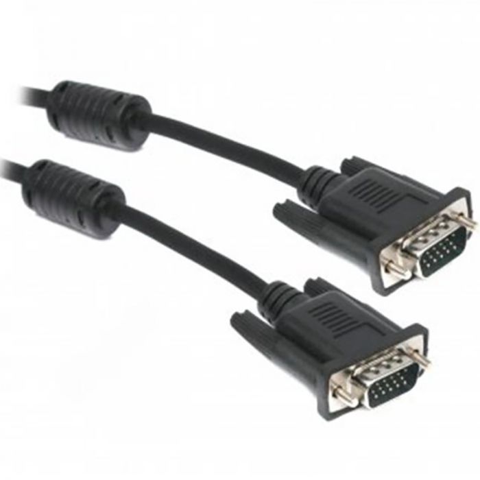 Кабель Maxxter (V-VGA-6) VGA-VGA HD15M/HD15M 3+4C, с 2-мя фер, 1.8м, чорний