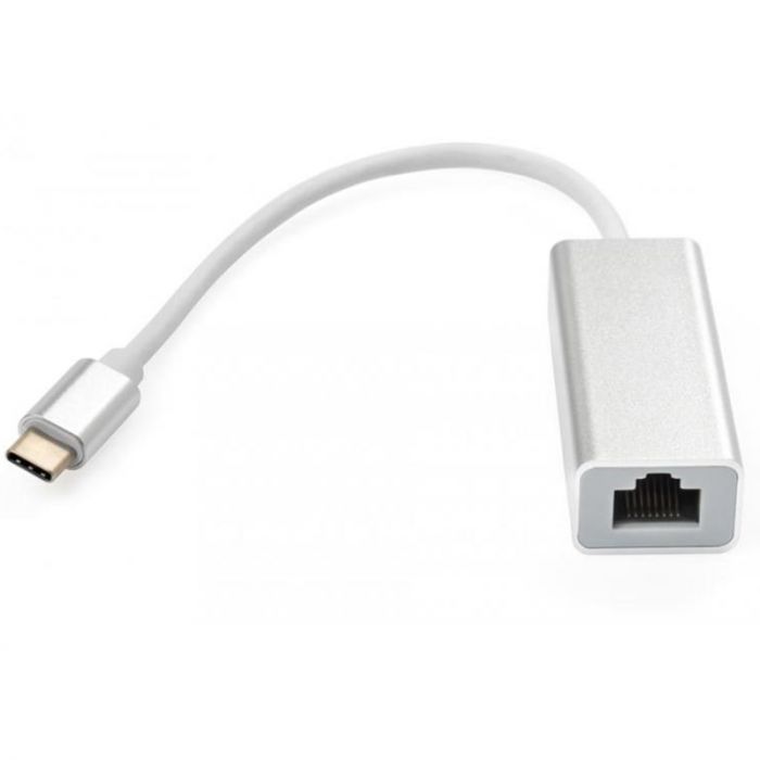 Адаптер Vinga USB Type-C - RJ-45 (M/F) Silver (VCPATC2GBLNS)