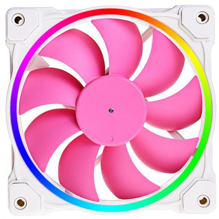 Вентилятор ID-Cooling ZF-12025-PINK ARGB (Single Pack), 120x120x25мм, 4-pin PWM, білий з рожевим