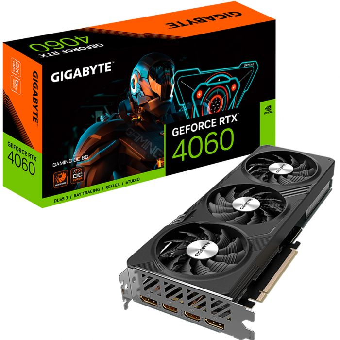 Відеокарта GF RTX 4060 8GB GDDR6 Gaming OC Gigabyte (GV-N4060GAMING OC-8GD)