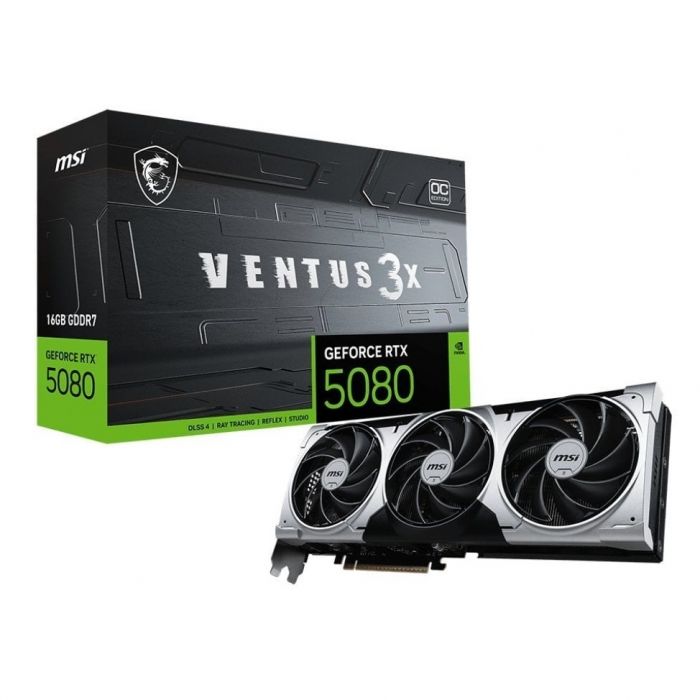 Відеокарта GF RTX 5080 16GB GDDR7 Ventus 3X OC Plus MSI (GeForce RTX 5080 16G VENTUS 3X OC PLUS)