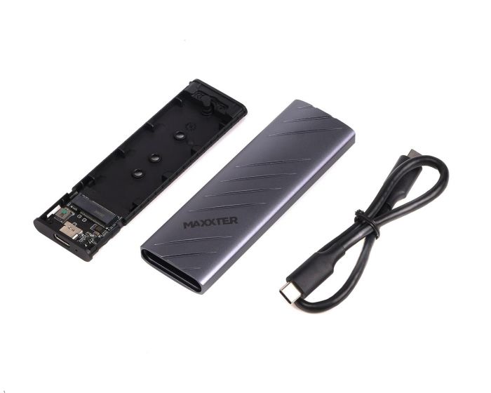 Зовнішня кишеня Maxxter M.2 NVMe PCIe, USB 3.2 Type-C, Metal, Black (EHDE-2280D-01)