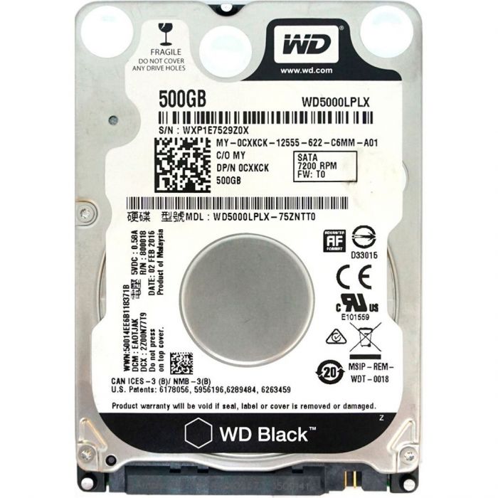 Накопичувач HDD 2.5" SATA 500GB WD Black 7200rpm 32MB (WD5000LPLX) Ref