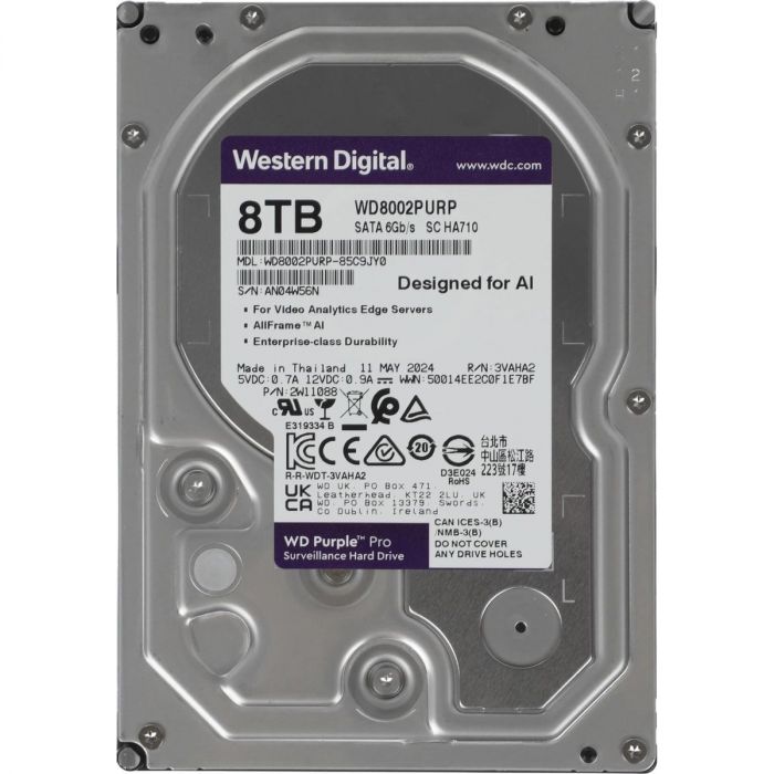 Накопичувач HDD SATA  8.0TB WD Purple Pro 7200rpm 256MB (WD8002PURP)