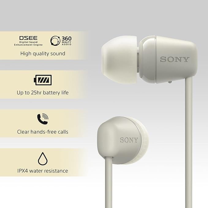 Bluetooth-гарнітура Sony WI-C100 Beige (WIC100C.CE7)