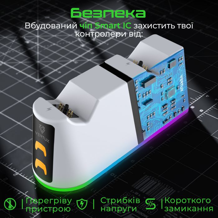 Зарядна станція Vertux для Sony PlayStation Duodock-PS5 White (duodock-ps5)