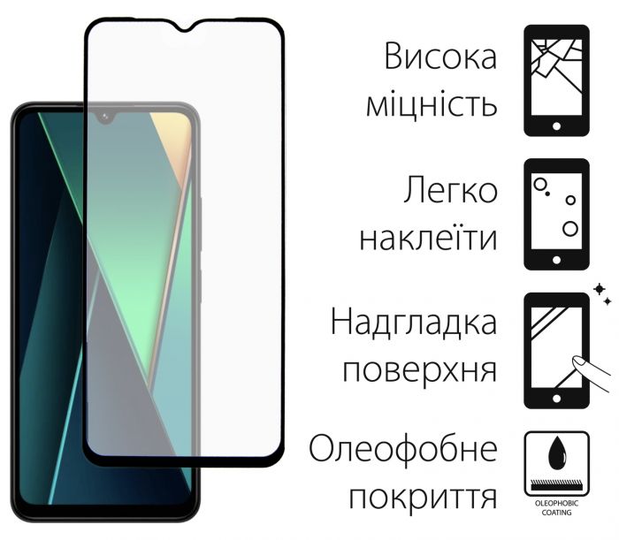 Захисне скло Dengos для Xiaomi Poco C75 Black Full Glue (DG-TG2P-66) 2шт